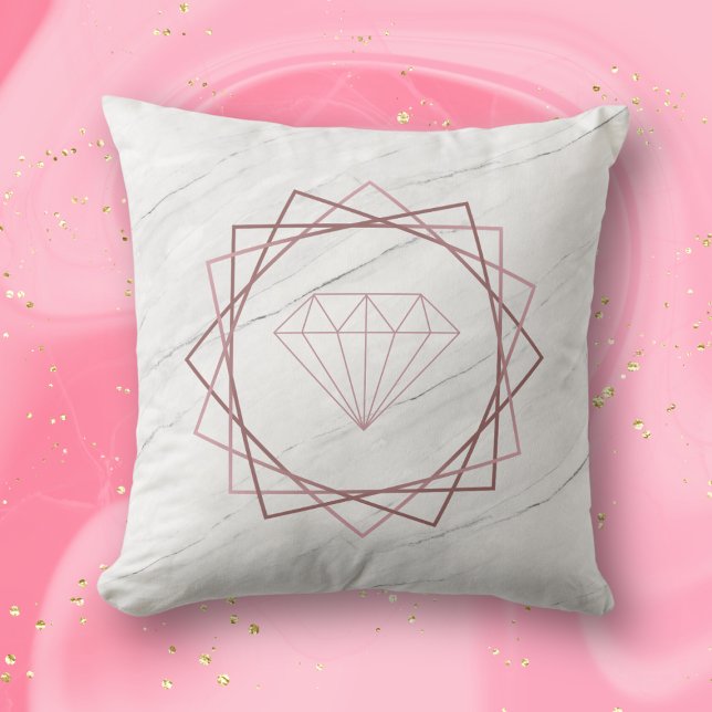 Ro Guld Geometric Diamond Marble Kudde (Skapare uppladdad)