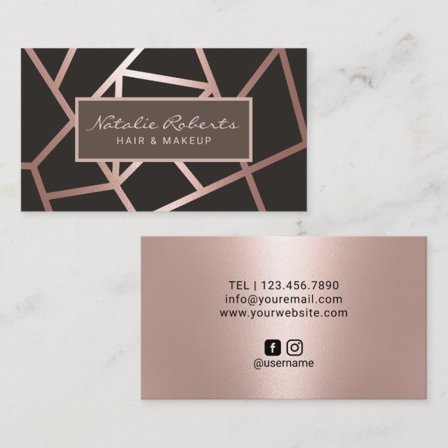 Ro Guld Geometric Hair Stylist Beauty Salon Visitkort (Fram/baksida)