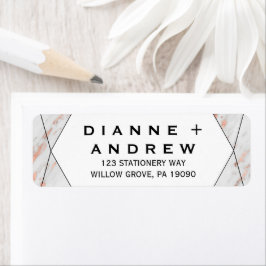 Ro Guld Geometric Marble Bröllop Returadress Etikett