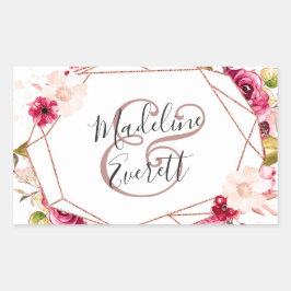 Ro Guld Geometric Terrarium Monogram Bröllop Rektangulärt Klistermärke