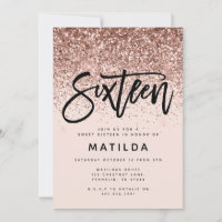 Ro guld giga glitter moderna söta 16-årsdag