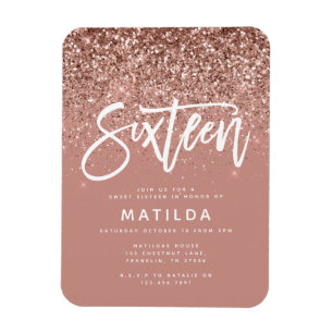 Ro guld giga glitter moderna söta 16-årsdag magnet