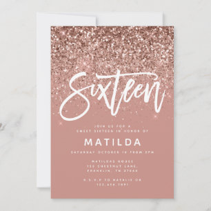 Ro guld giga glitter moderna söta 16-årsdag meddelande