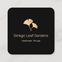 Ro Guld Ginkgo Löv Landscaping Logotyp Fyrkantigt Visitkort
