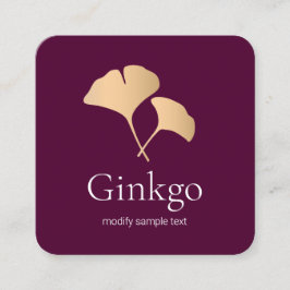 Ro Guld Ginkgo Löv Logotyp Fyrkantigt Visitkort