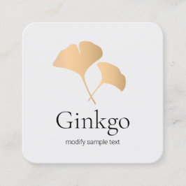 Ro Guld Ginkgo Löv Logotyp Fyrkantigt Visitkort