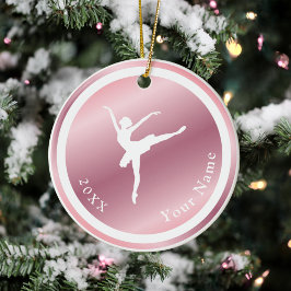 Ro Guld Girls Ballerina Dancer Namn & Year Rosa Julgransprydnad Keramik