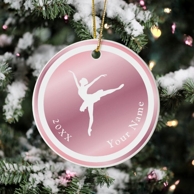 Ro Guld Girls Ballerina Dancer Namn & Year Rosa Julgransprydnad Keramik (Skapare uppladdad)