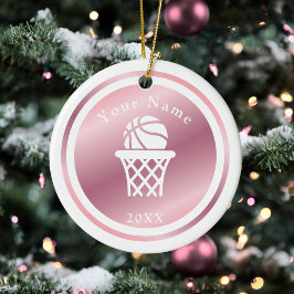 Ro Guld Girls basketboll teme Namn och Rosa Julgransprydnad Keramik