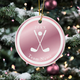Ro Guld Girls Golfer Golf Theme Namn & Year Rosa Julgransprydnad Keramik