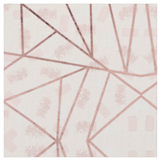 Ro Guld Girly Geometric Brushstroke Triangles Tyg (Närbild)