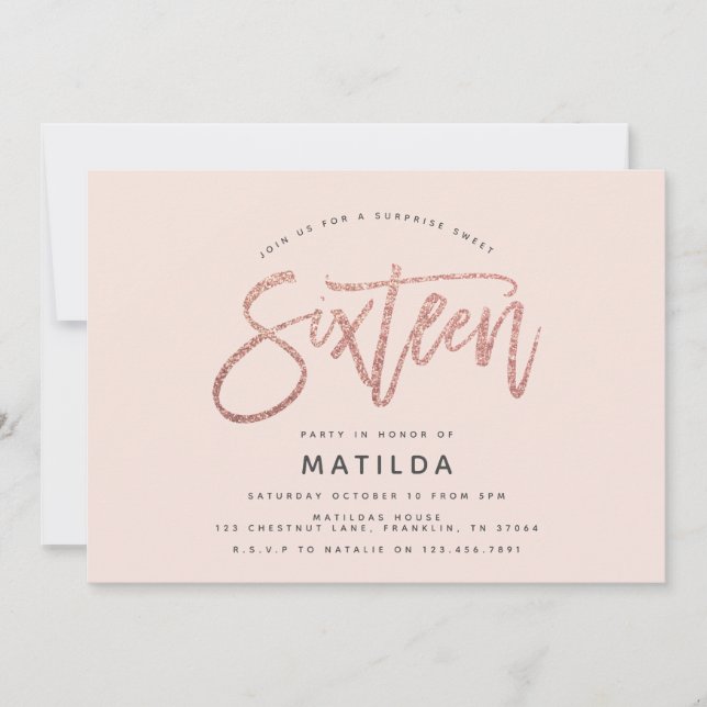 Ro guld girly glitter 16 födelsedag (Framsida)