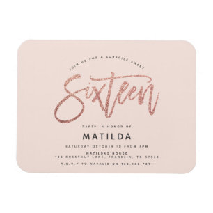 Ro guld girly glitter 16 födelsedag magnet