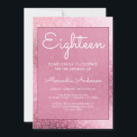 Ro Guld Girly Glitter Gnistra 18:e födelsedagen Inbjudningar<br><div class="desc">Ro Guld - Rosa Girly Glitter och Gnistra artonde Födelsedagsfest inbjudan för en söt i rosa 18:e födelsedagsfest firande. Den här inbjudan är perfekt för en Rosa Girly som vrider arton (18) Födelsedagsfest. Kontakta designern om du vill ha anpassade matchande objekt.</div>