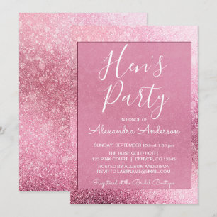 Ro Guld Girly Glitter Gnistra Hens Party Inbjudningar