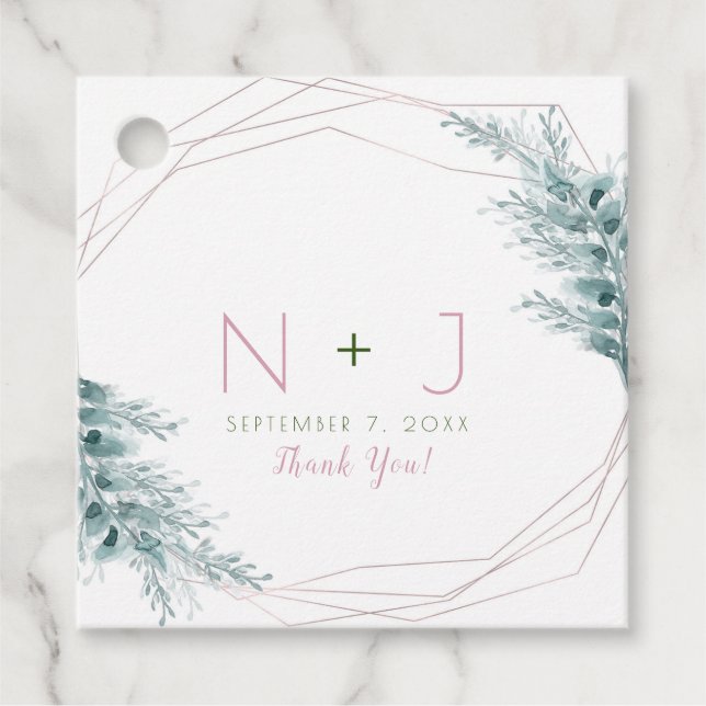 Ro Guld Glam Geometric Botanical Bröllop Gåvor Etiketter (Framsida)