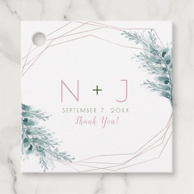 Ro Guld Glam Geometric Botanical Bröllop Gåvor Etiketter (Framsida)