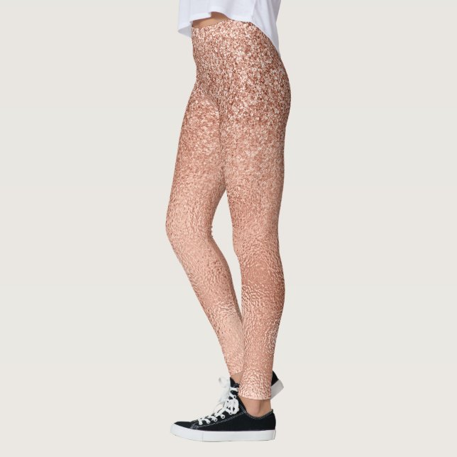 Ro Guld Glam Glitter Gnistra  Ombre Foil look Leggings (Vänster)