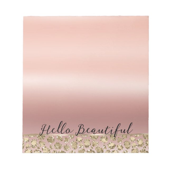 Ro Guld Glam Glitter Leopard Anteckningsblock (Framsida)