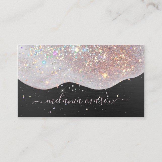 Ro Guld Glam Glitter Makeup Artist  Black Visitkort (Framsida)