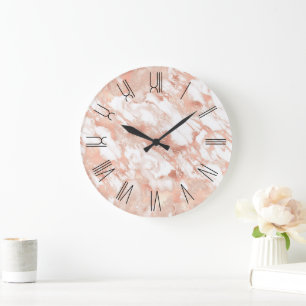 Ro Guld Glam Marble Retro Roman Numerals Stor Klocka