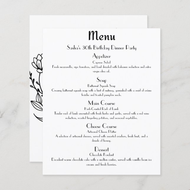 Ro Guld Glam Party Menu (Fram/baksida)