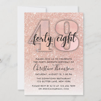 Ro Guld Glitter 48:e födelsedagsinbjudan Inbjudningar