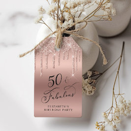 Ro Guld Glitter 50:e Födelsedagsfesten Tack Presentetikett