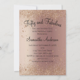Ro Guld Glitter 50 och Fabulous Birthday Inbjudningar