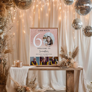 Ro guld glitter 60:e födelsedag 4 Fotovälkomnande Poster