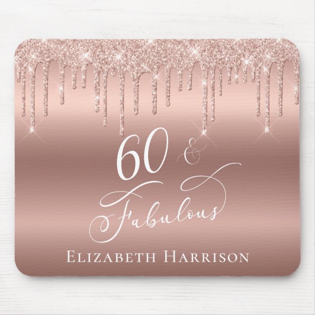 Ro Guld Glitter 60:e födelsedag Musmatta (Framsidan)