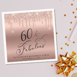 Ro Guld Glitter 60:e Födelsedagsfesten Pappersservett