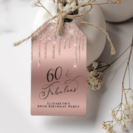 Ro Guld Glitter 60:e Födelsedagsfesten Presentetikett