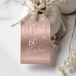 Ro Guld Glitter 60:e Födelsedagsfesten Tack Presentetikett