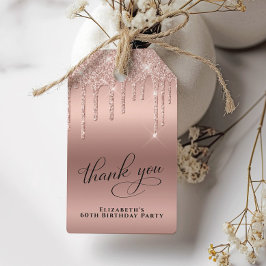 Ro Guld Glitter 60:e Födelsedagsfesten Tack Presentetikett