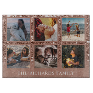 Ro Guld Glitter 6 Photo Collage Family Namn Cutt