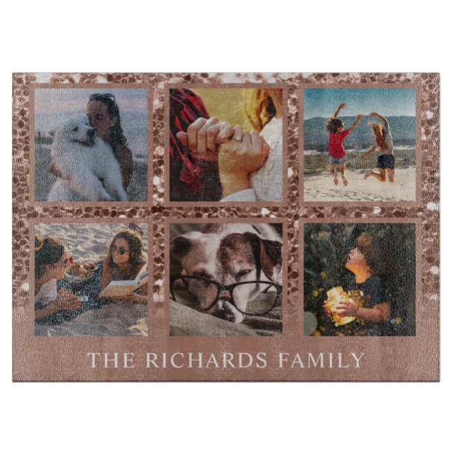 Ro Guld Glitter 6 Photo Collage Family Namn Cutt (Framsidan)