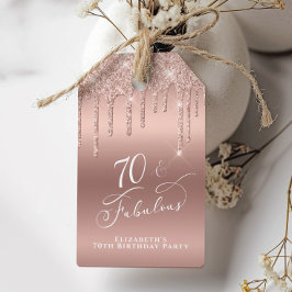 Ro Guld Glitter 70:e Födelsedagsfesten Tack Presentetikett