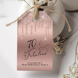 Ro Guld Glitter 70:e Födelsedagsfesten Tack Presentetikett