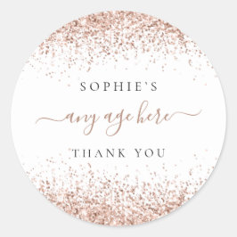 Ro Guld Glitter: alla åldrar Födelsedag Tack Runt Klistermärke