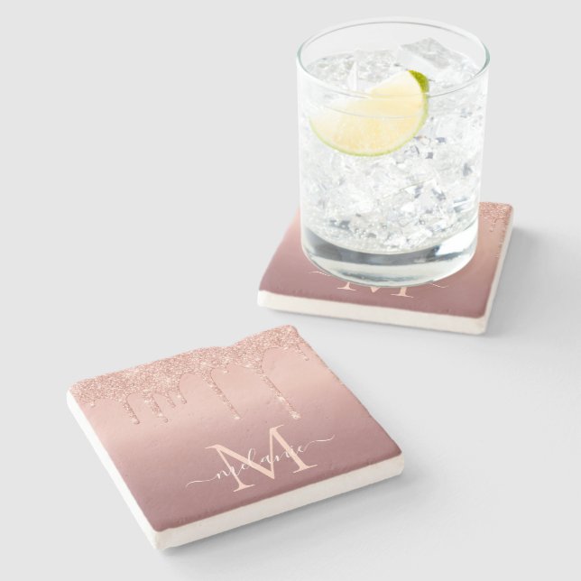 Ro Guld Glitter Anpassningsbar Brev Namn Stone Und Stenunderlägg (Sidan)