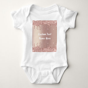 Ro Guld Glitter Anpassningsbar Text Namn Baby Body T Shirt