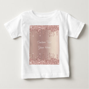 Ro Guld Glitter Anpassningsbar Text Namn Baby T-Sh T Shirt