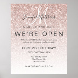 Ro Guld Glitter återöppning av Makeup Hair Salon Poster