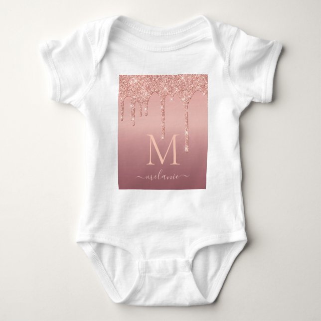 Ro Guld Glitter Baby Bodykostymer Anpassningsbar B T Shirt (Framsida)