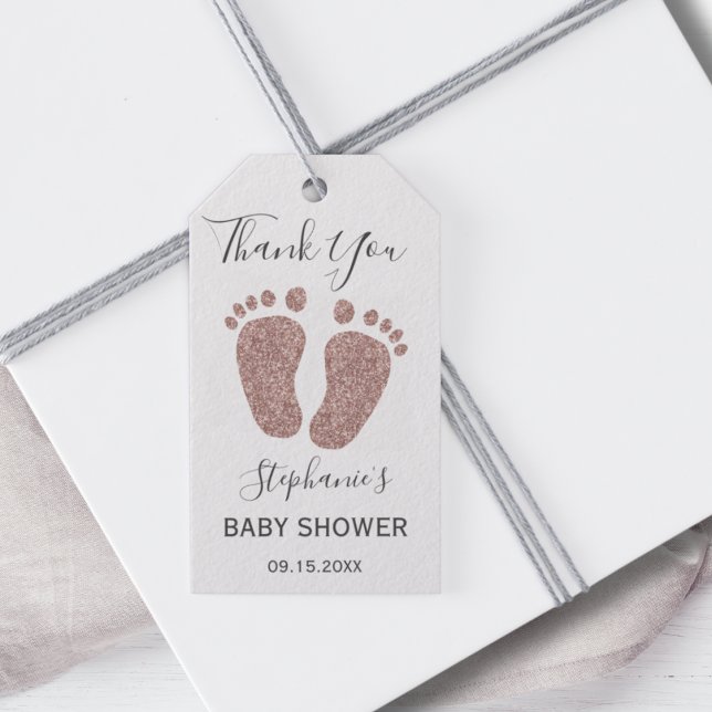 Ro Guld Glitter Baby Shower Tack Gift Märkres Presentetikett (Skapare uppladdad)