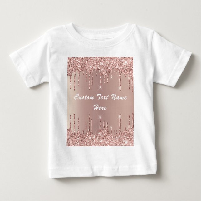 Ro Guld Glitter Baby T-Shirt eith Anpassningsbar T (Framsida)