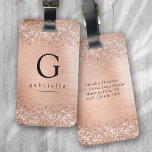 Ro Guld Glitter Bagagebricka<br><div class="desc">Anpassa den här utformningen av folie glitter med ditt namn och monogram som första början.</div>