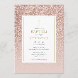 Ro Guld Glitter, baptism Christening Inbjudningar