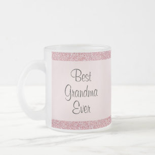 Ro Guld Glitter Bästa mormor någonsin Cute Frostad Glasmugg